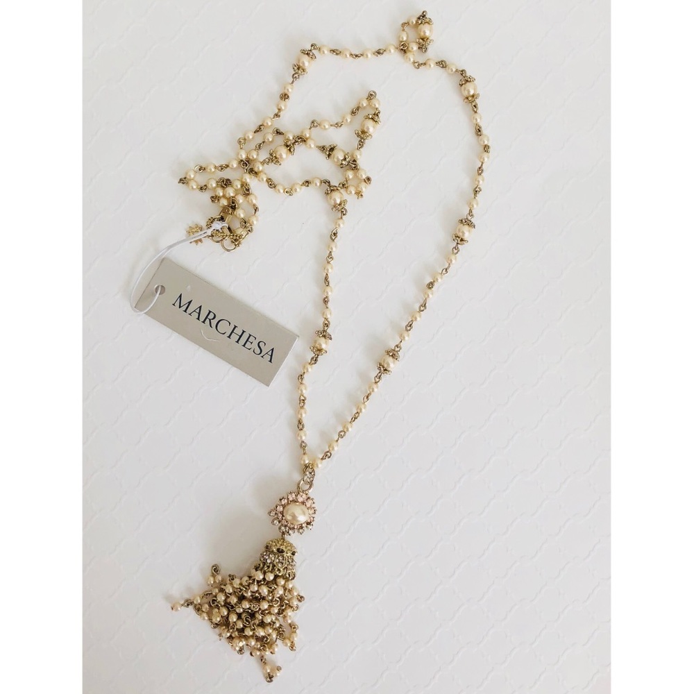 New Marchesa Gold Tone Pendant Necklace